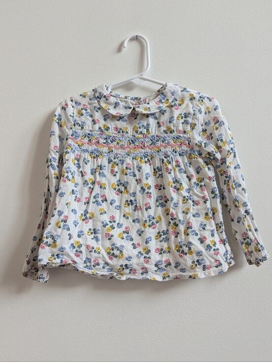 Baby Boden Other - Baby Boden Top 2-3y Floral Smocked Peter Pan Collar Girly